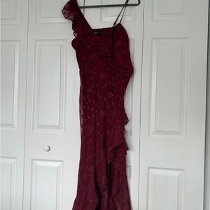 Lulu's Deep Red Asymmetrical Dress